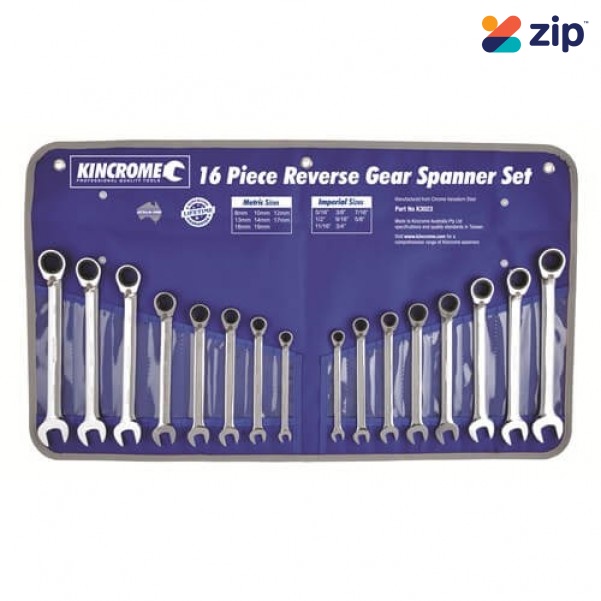 Kincrome K3023 - 16 Piece Metric & Imperial Reversible Combination Spanner Set