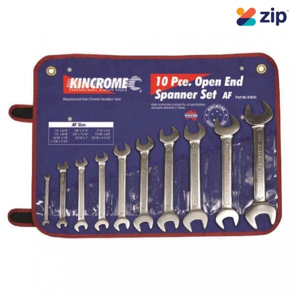 Kincrome K3041 - 10 Piece Open End Imperial Spanner Set