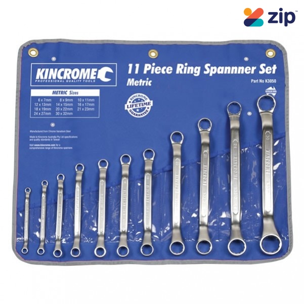Kincrome K3050 - 11 Piece Metric Ring Spanner Set