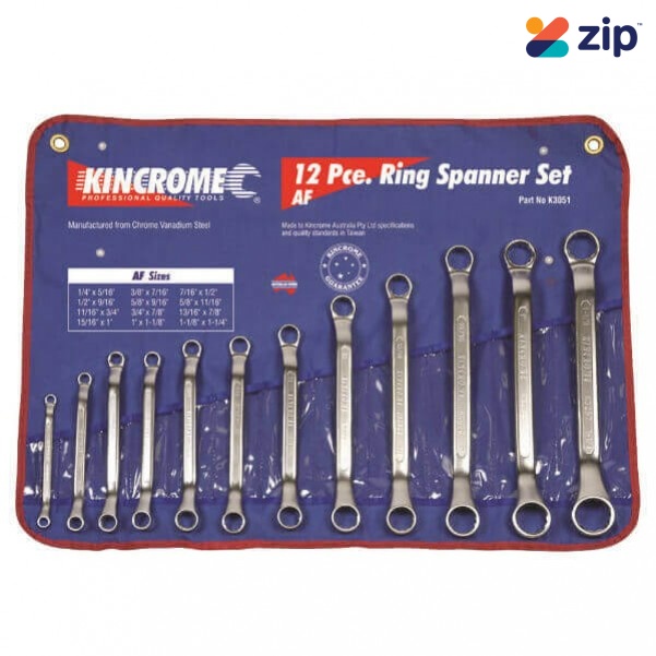 Kincrome K3051 - 12 Piece AF Ring Spanner Set