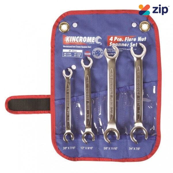 Kincrome K3062 - 4 Piece Imperial Flare Nut Spanner Set