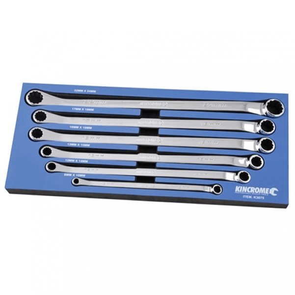 Kincrome K3075 - 6 Piece 15Degree Offset Metric Double Ring Spanner Set Spanner