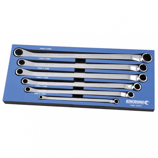 Kincrome K3075 - 6 Piece 15Degree Offset Metric Double Ring Spanner Set