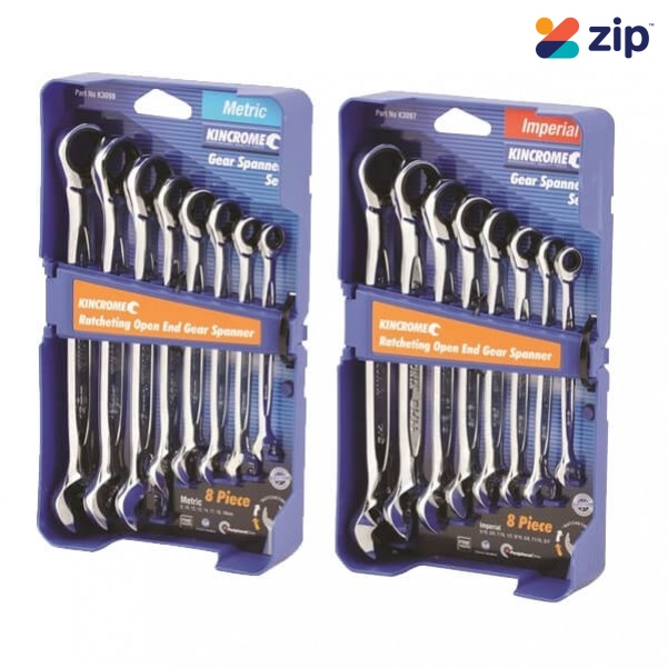 Kincrome K3098B - 16 Piece Metric & Imperial Combination Ratcheting Open End Gear Spanner Set