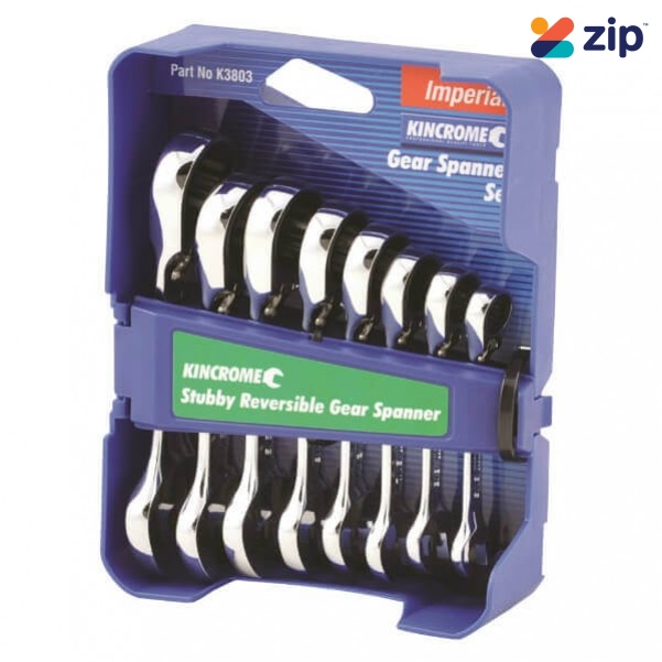 Kincrome K3803 - 8 Piece Imperial Reversible Combination Stubby Gear Spanner Set