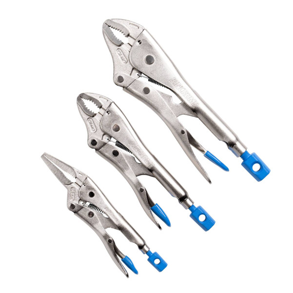 Kincrome K40078 - 3pce Long Nose & Curved Jaw Locking Plier Set Plier Kincrome K40078 - 3pce Long Nose & Curved Jaw Locking Plier Set Plier