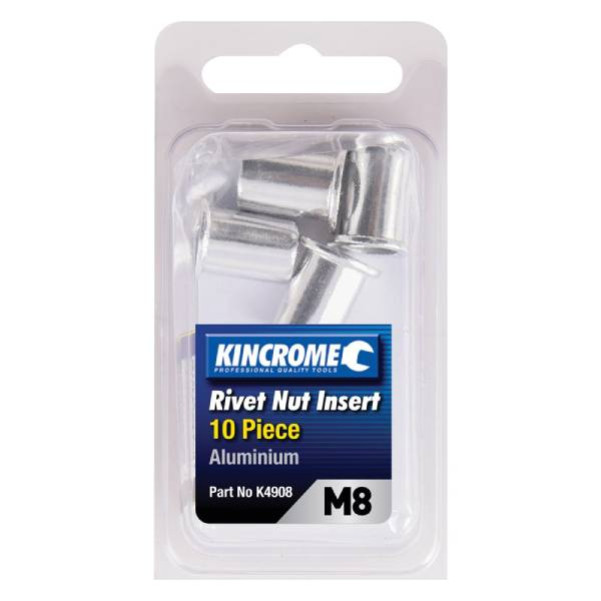 Kincrome K4908 - 10 Piece M8 x 1.25mm Aluminum Rivet Nut Insert Kincrome K4908 - 10 Piece M8 x 1.25mm Aluminum Rivet Nut Insert