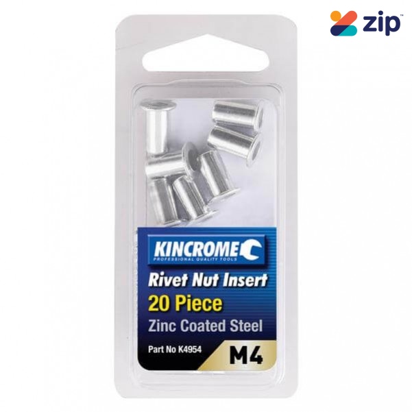 Kincrome K4954 - M4 (Zinc Coated Steel) 20 Pack Rivet Nut Insert