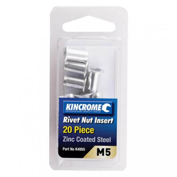 Kincrome K4955 - M5 (Zinc Coated Steel) 20 Pack Rivet Nut Insert Riveters and Nutserts