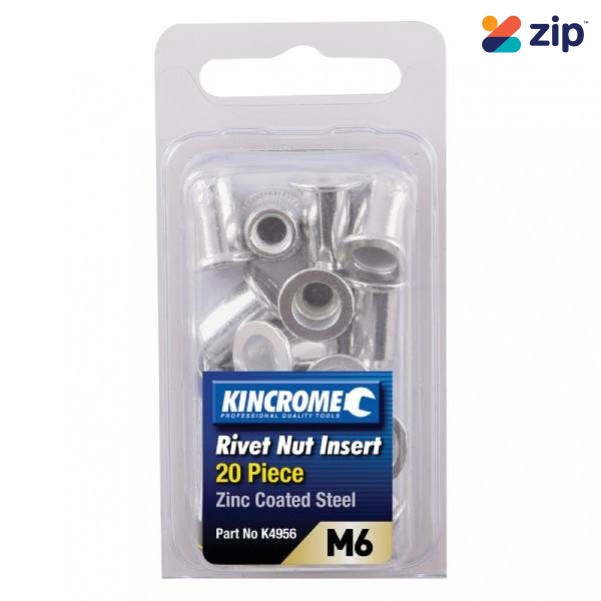 Kincrome K4956 - 10 Piece M6 Zinc Coated Steel Rivet Nut Insert 