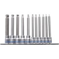 Kincrome K5523 - 11 Piece 1/4 & 3/8" Drive Long Series BALL-END Hex Socket Set