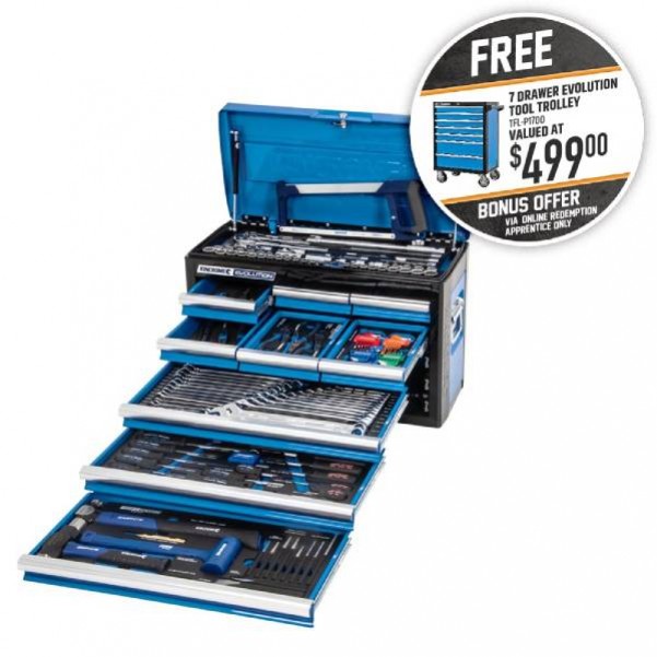 Kincrome P1700 - 174 Piece 9 Drawer 1/4, 3/8 & 1/2" Drive Evolution Tool Chest Tool Kit