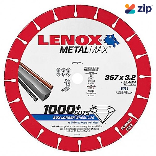 Lenox 1985498 - 357mm MetalMax Metal Cut Off Diamond Wheel Blade