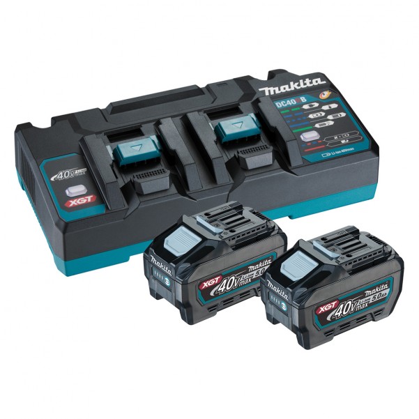 Makita 1913Y7-1 - 40V MAX RAPID DUAL CHARGER AND 2X 5AH Batteries