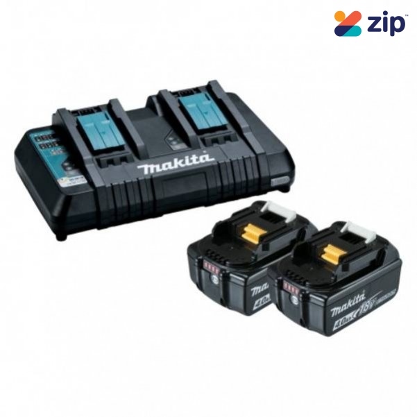 Makita DC18RD+2X4AH - 18V Dual Port Rapid Charger and 2x 4.0Ah BL1840B-L Battery Kit 198498-4 Batteries