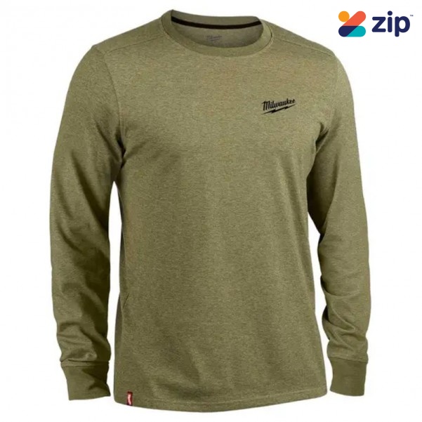 Milwaukee 604GNL - Size L Green Long Sleeve Hybrid Work Tee Safety Equipment
