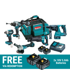 Makita DLX5111TX1 - 18V 5.0Ah Li-ion Cordless Brushless 5pce Combo Kit