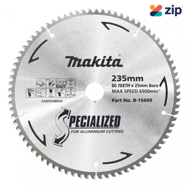 Makita B-15609 - 235mm x 25 x 80T TCT Circular Saw Blade For Aluminium Cutting