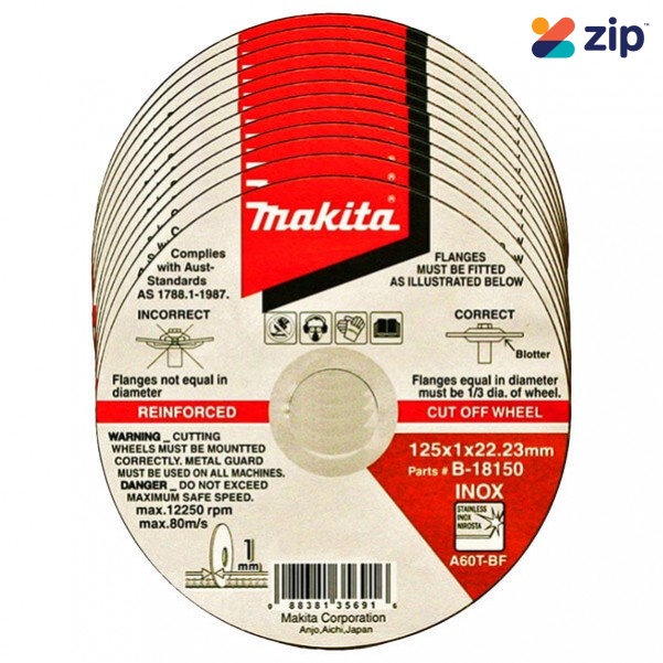 Makita B-18150-12 - 125mm (5") Elite Inox Cutting Discs 12-Pack COW125X1-12
