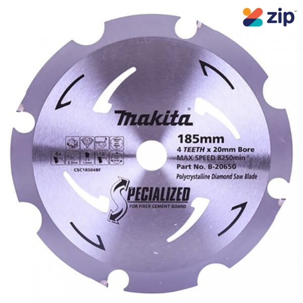 Makita B-20650 – 185 x 20mm 4T Specialized Fibre Cement Blade