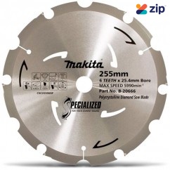 Makita B-20666 - 255 x 25.4mm 6T PCD Fibre Cement Saw Blade