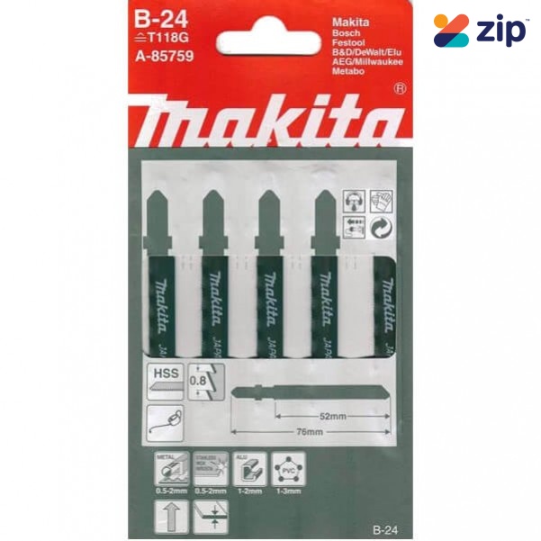 Makita T118G - Bayonet type B-24 32TPI Jigsaw Blades 5Pack A-85759