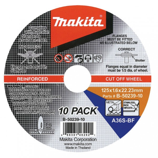 Makita B-50239-10 - 125mm (5") Inox Cut Disc 10-Pack