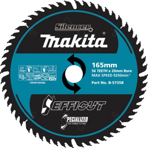 Makita B-57358 - 165mm 56 Teeth High Performance TCT Saw Blade Makita Accessories