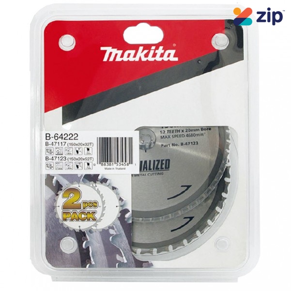 Makita B-64222 - 150mm Cold Cut TCT Blade Twin Pack Suits DCS551/DCS553