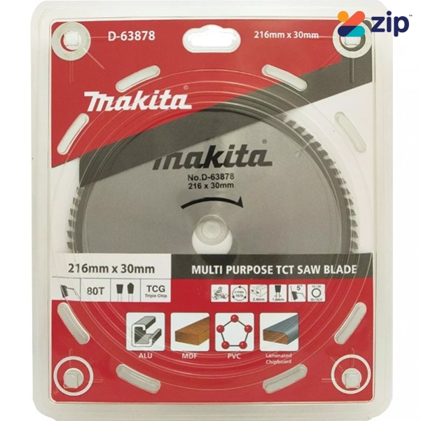 Makita D-63878 - 216mm x 30 x 80T Multi-Purpose TCT Saw Blade  Makita Accessories
