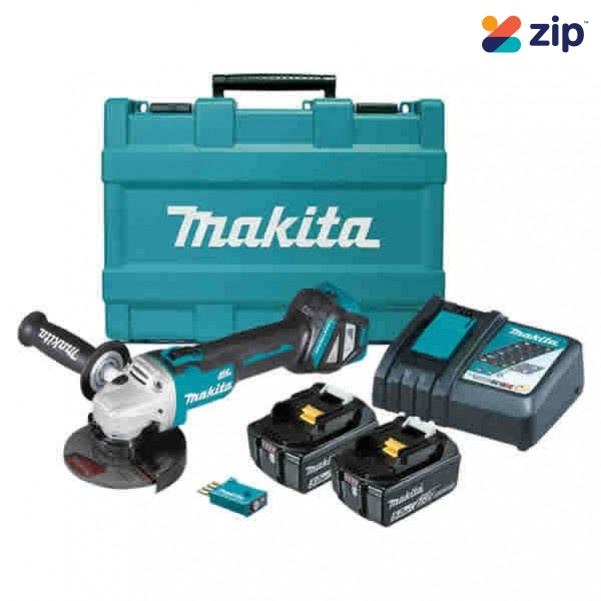 Makita DGA512RTEU - 18V 125mm Cordless Brushless AWS Slide Switch Angle Grinder Kit