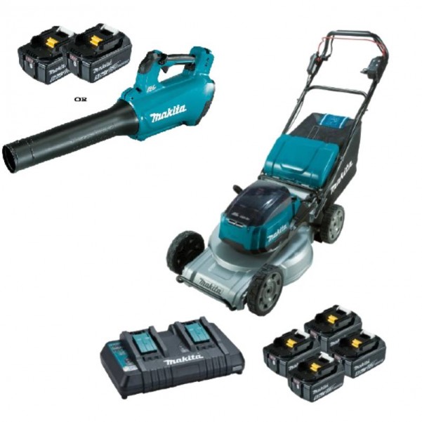 Makita DLM537PT4X - 18Vx2 5.0Ah 534mm (21") Cordless Brushless Aluminium Deck Self-Propelled Lawn Mower Kit Makita Redemption