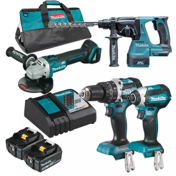 Makita DLX4102T - 18V 5.0Ah Cordless Brushless 4 Piece Combo Kit