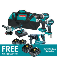 Makita DLX4102T - 18V 5.0Ah Cordless Brushless 4 Piece Combo Kit Combo Kits 18v