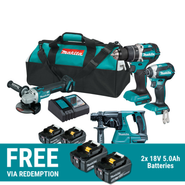 Makita DLX4102T - 18V 5.0Ah Cordless Brushless 4 Piece Combo Kit Combo Kits 18v