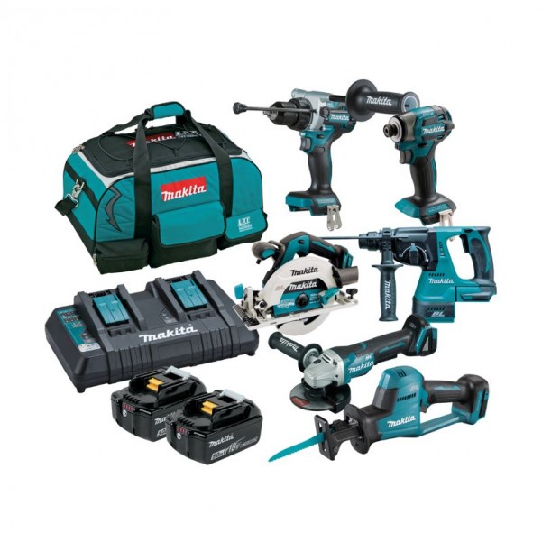 Makita DLX6136TX1 - 18V 5.0Ah Cordless Brushless 6 Piece Combo Kit  Combo Kits 18v