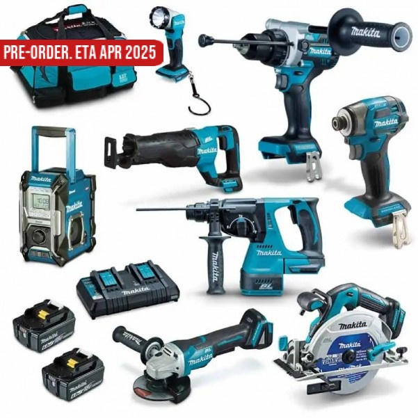 Makita DLX8059GX1 - 18V 2x6.0Ah LXT Cordless Brushless 8 Piece Combo Kit Combo Kits 18v