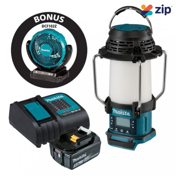 Makita DMR055ST-B - 18V 5.0Ah LXT Radio Lantern Kit with 180mm Jobsite Fan