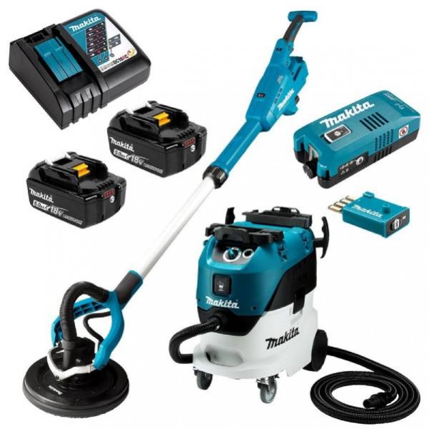 Makita DSL801RT-VC42L - 18V 225mm Cordless Brushless AWS Drywall Sander & Vacuum Combo Kit Combo Kits 18v