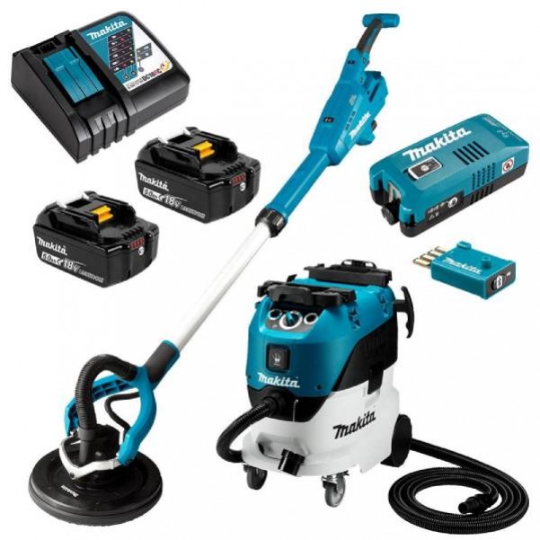 Makita DSL801RT-VC42M - 18V 5.0Ah 225mm Cordless Brushless AWS Drywall Sander & Vacuum Combo Kit