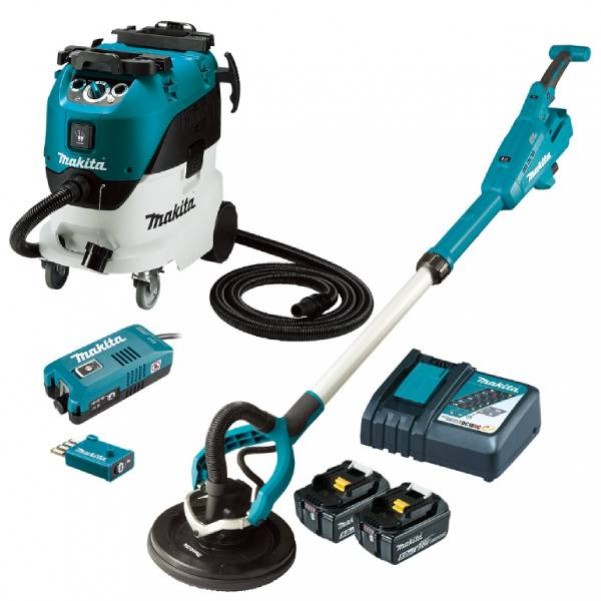 Makita DSL801RT-VC42MX2 - 18V 5.0Ah 225mm Brushless AWS Drywall Sander & Vacuum Combo Kit