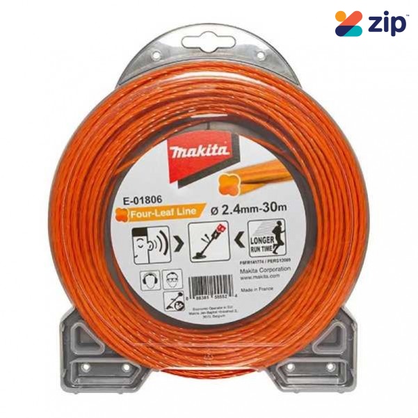 Makita E-01806 - 2.4mm x 30M Orange Silent Clover Leaf Nylon Line Line Trimmers