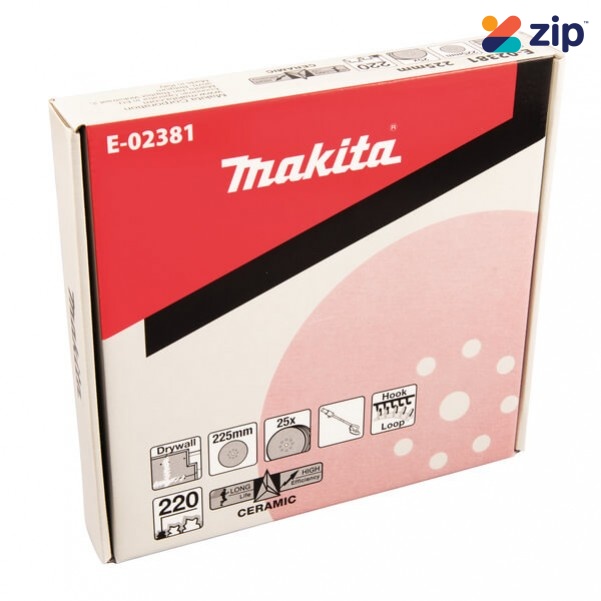 Makita E-02381 - 225mm 220# Drywall Sanding Disc 25 Pack Suits DSL800 Makita Accessories