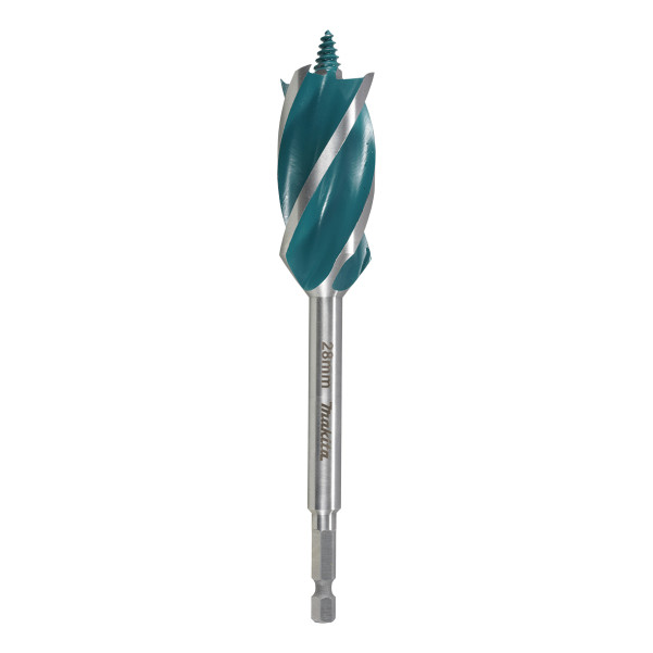 Makita E-26696 - 28mm x 165mm 1/4" Hex Impact 4-Cut Wood Auger Drill Bit Makita E-26696 - 28mm x 165mm 1/4" Hex Impact 4-Cut Wood Auger Drill Bit