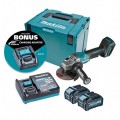 Makita GA013GM202 - 40V Max 4.0Ah XGT 125mm (5") Cordless Brushless Paddle Switch Angle Grinder Kit