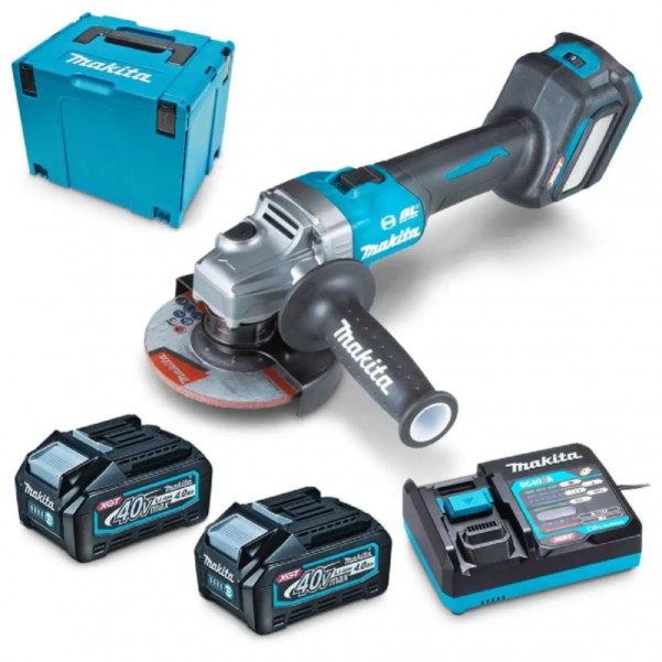 Makita GA023GM201 - 40V Max 4.0Ah 125mm (5") XGT AWS Cordless Brushless Variable Speed Slide Switch Angle Grinder Kit