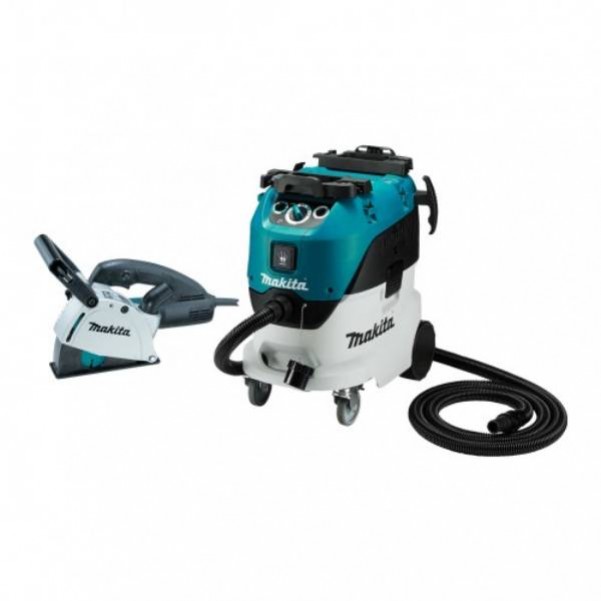 Makita SG1251J-VC42M - 1400W 125mm (5") Wall Chaser & 1200W 42L M-Class Wet & Dry Vacuum Cleaner Dust Extractor Combo Kit Vacuums & Dust Extractors