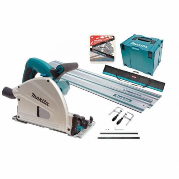 Makita SP6000JT2X - 240V 165mm (7") Plunge Cut Circular Saw Kit c/w 2x1400mm Rail