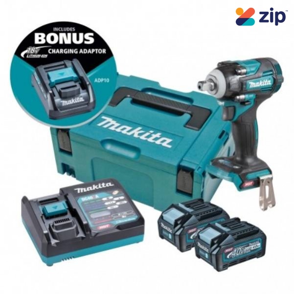 Makita TW005GM203 - 40V 4.0Ah Max XGT Cordless Brushless 1/2" Pin Detent Impact Wrench Kit