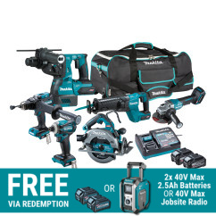 Makita DK0250G601 - 40V Max XGT 4.0Ah Cordless Brushless 6 Piece Combo Kit